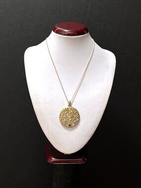 14 Gold Plated Tree Pendane with Cubic Zirconia Necklace